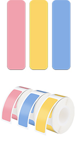 P15 Labels 12x40mm Pink Yellow Blue Sticker