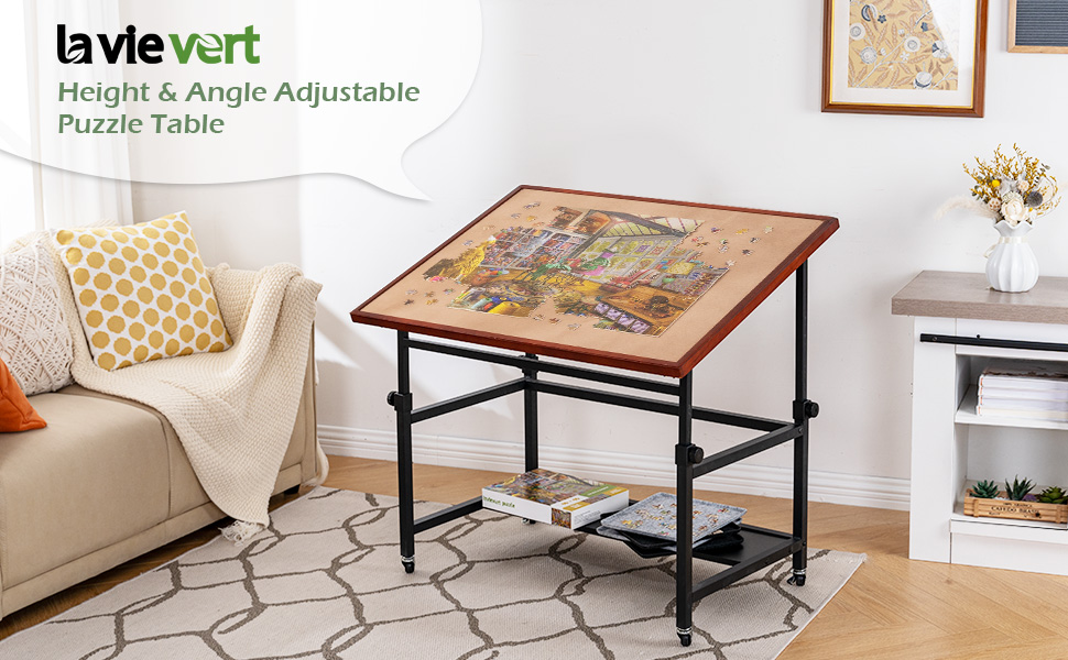 Lavievert Jigsaw Puzzle Table with Cover, Angle & Height Adjustable