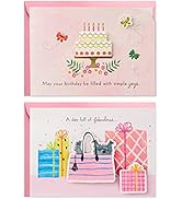 Hallmark Paper Wonder Pack of 2 Paper Craft Birthday Cards for Women (Fabulous, Simple Joys)