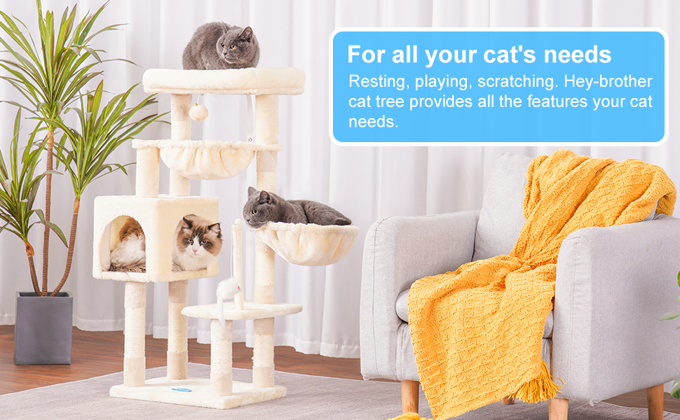 Heybrother Cat Tree with Toy, Cat Tower for Indoor Cats