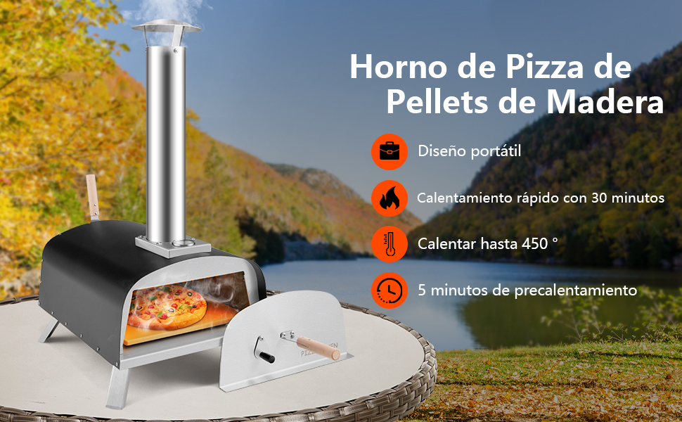 horno de pizza de pellets de madera