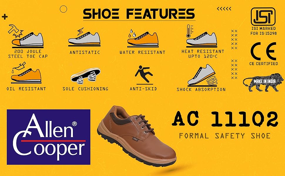 Allen Cooper AC 11102, Limited Edition, Formal Safety Shoe, ISI Marked