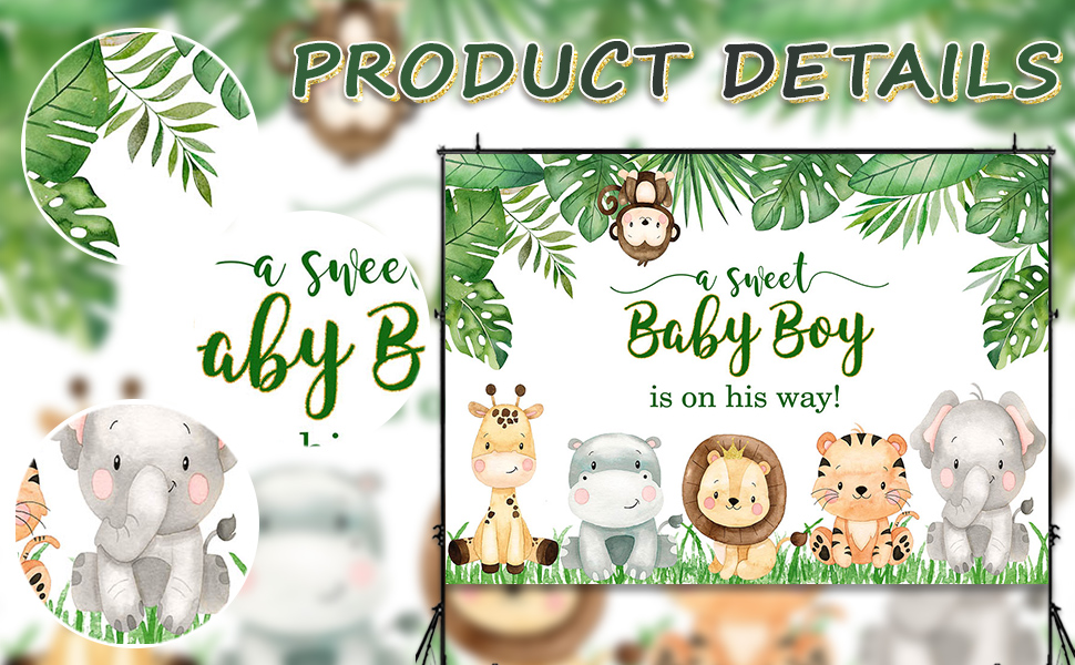Avezano Jungle Safari Baby Shower Backdrops Jungle Animals