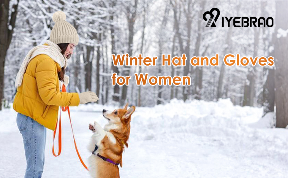 Womens Beanie Hat Gloves Set for Winter