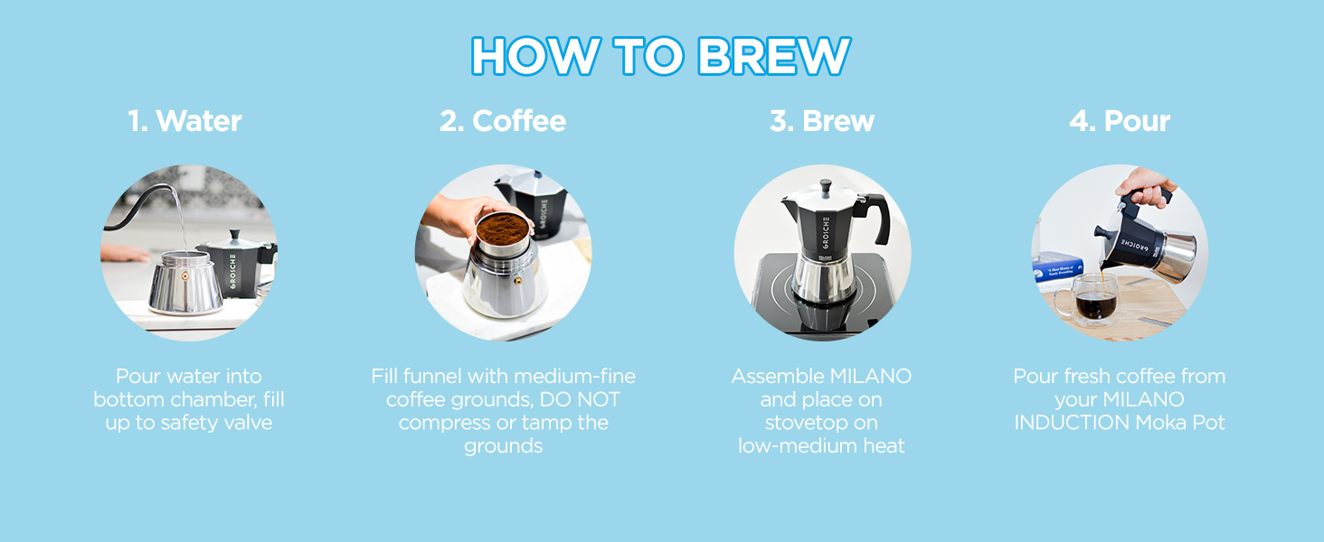 GROSCHE Milano Induction Stovetop Espresso Maker Moka Pot for Greca