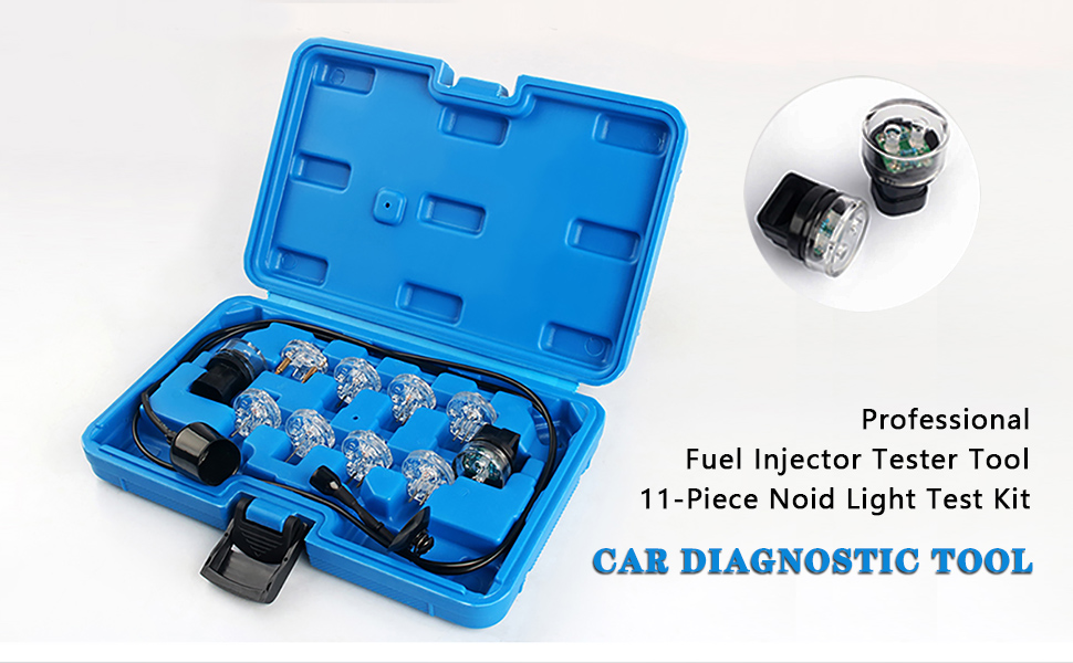 11Piece Noid Light Test Kit, Professional Fuel Injector Tester Tool Noid Light Set with Storage