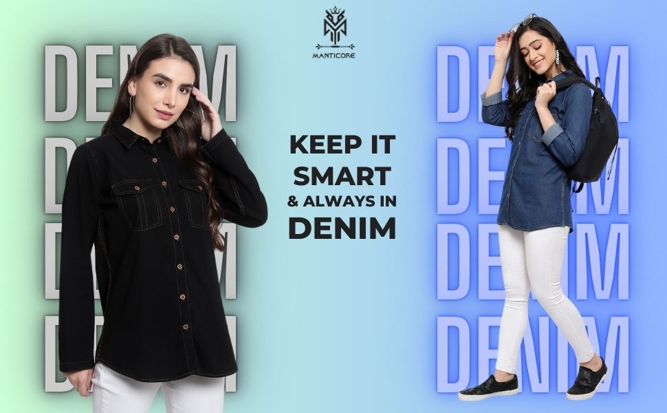 Womens 100% Cotton Denim Shirt