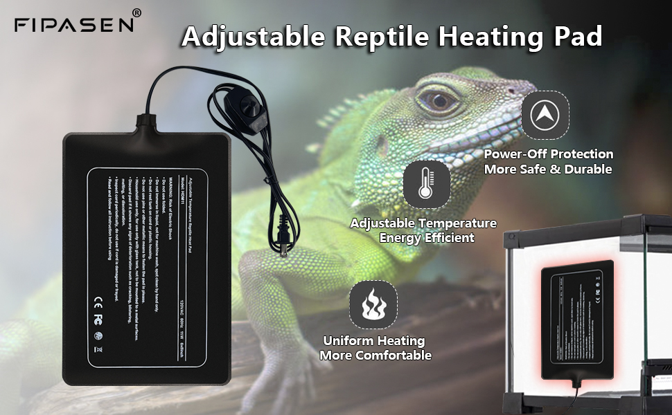 Reptile Heating Pad with Temperature Adjustment, FIPASEN