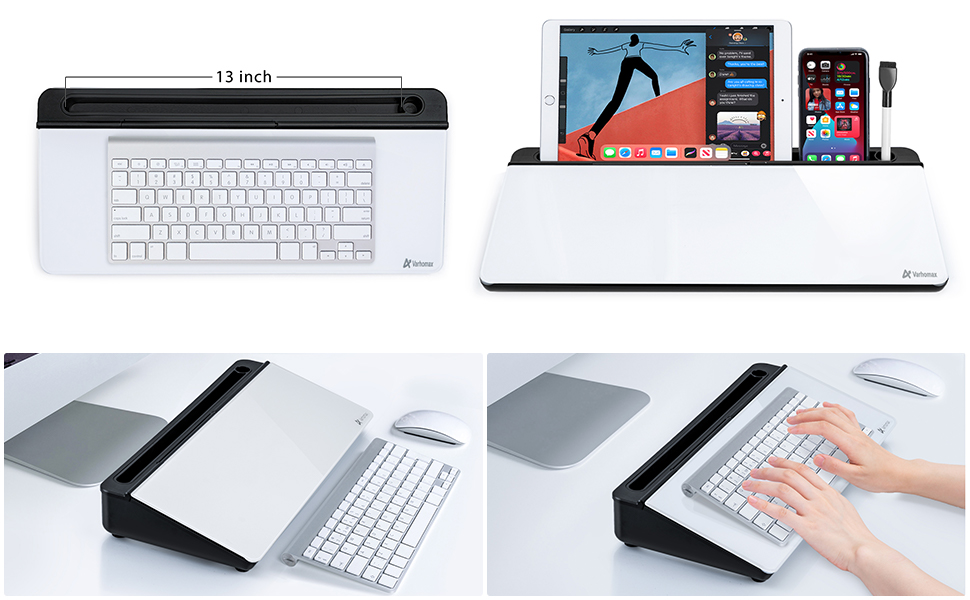 Varhomax Desktop Dry Erase Whiteboard Glass Board Black and White