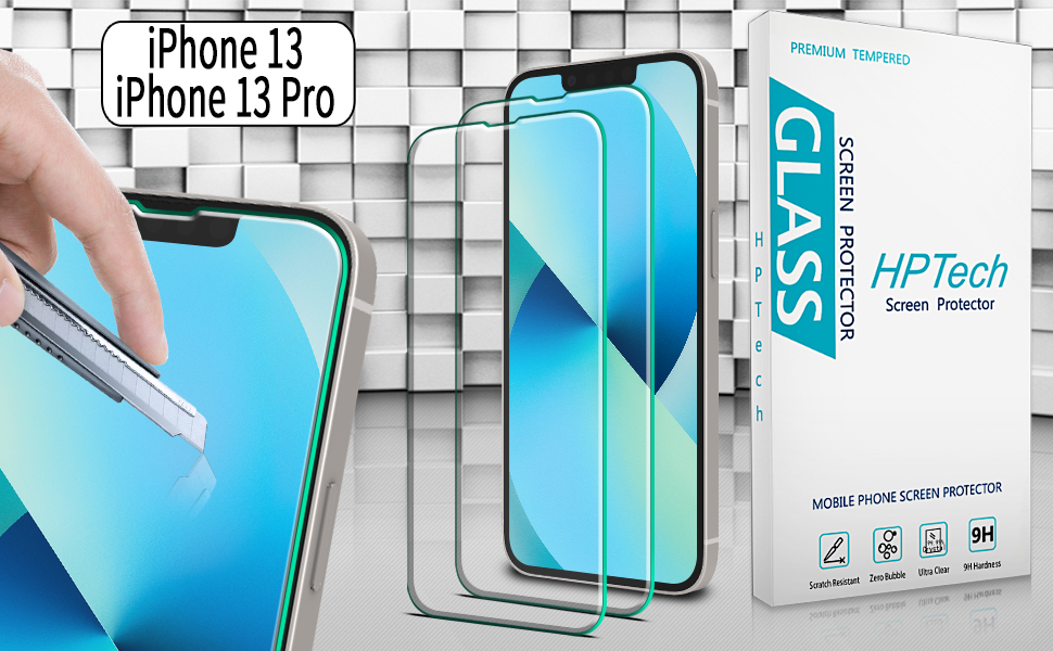 [2 Pack] HPTech Screen Protector Compatible for iPhone 13/13 Pro [6.1