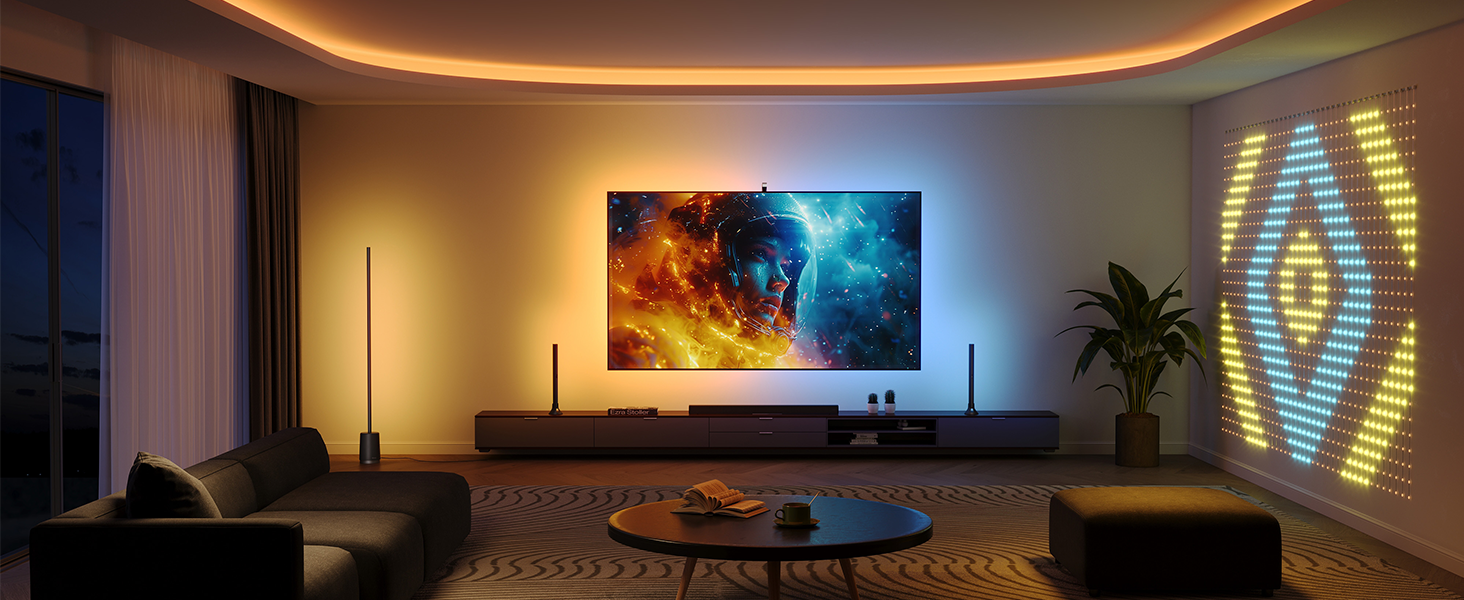 Govee TV Backlight 3 Lite Kit, 11.8ft RGBICW Wi-Fi TV LED Strip Light with Camera and 15 Inches Smart Light Bars with Double Light Beads, LED Lights for 55-65in TVs - Works with Alexa & Google Home 14 dream view H605A-OFF-ON
