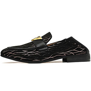 FQEQNQG Men Velvet Loafer Dress Smoking Fashion Slippers Penny Party Wedding Driving black Beige