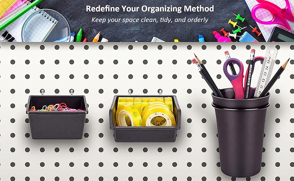 6 Sets Pegboard Cups with Hooks & Loops, Pegboards Cup Holder