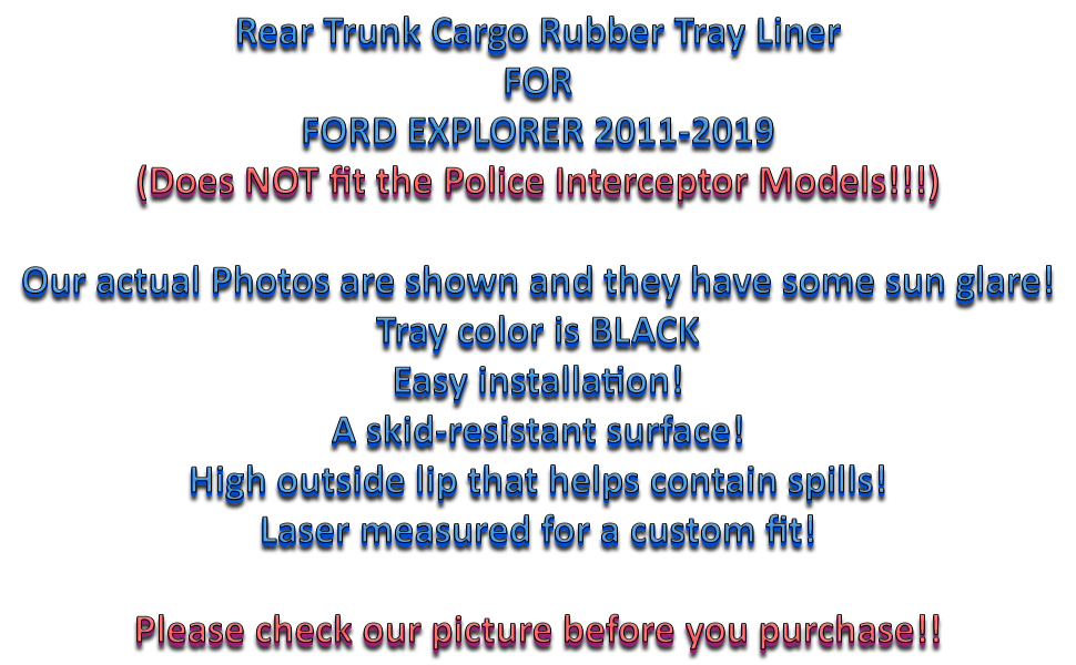 Cargo Liner - Trunk Mat for Ford Explorer 2011-2019