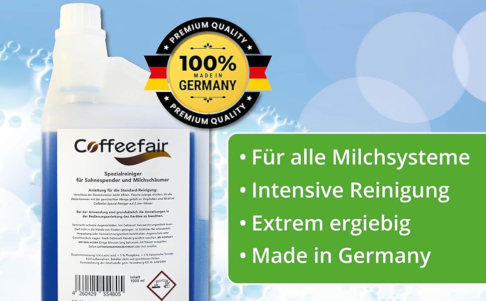 Coffeefair Milchschaumreiniger Universal 1 Liter klar ohne Färbemittel