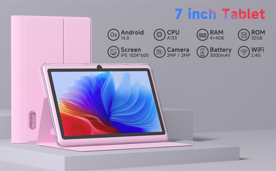 Amazon.com : Android 14 Tablet 7 inch Tablets with Case, 8GB