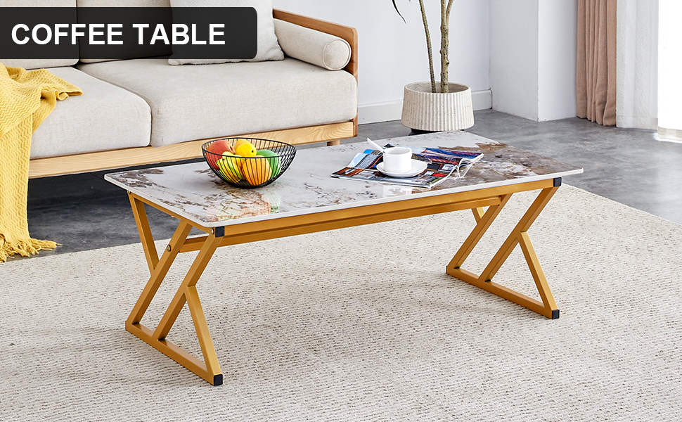 Amazon.com: Marble Coffee Table, 47'' Sintered Stone Coffee