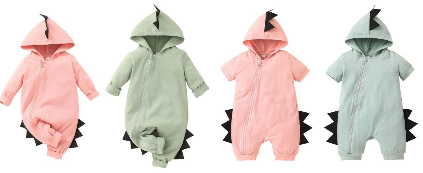 Newborn Baby Boys Girls Cartoon Dinosaur Halloween Outfit Hoodie Romper Jumpsuit Outfits Clothes