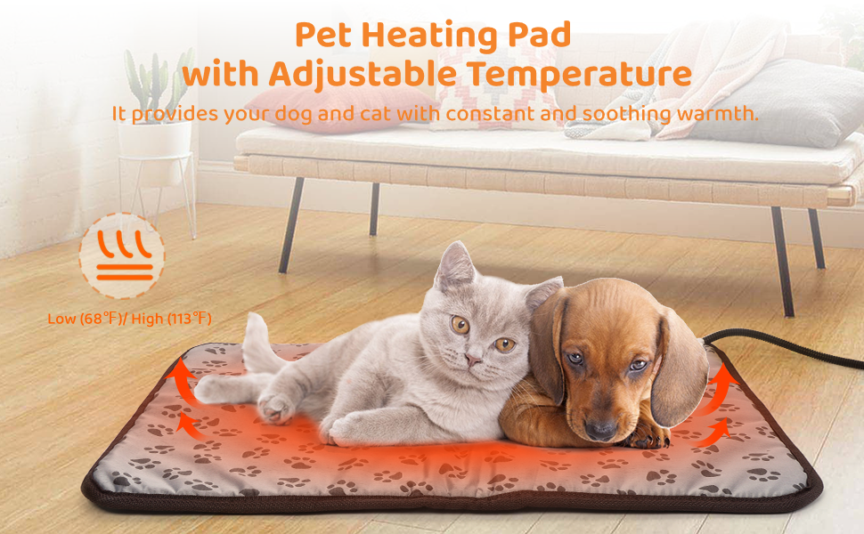Varku Pet Heating Pad, Electric Pet Bed Warmer, Adjustable