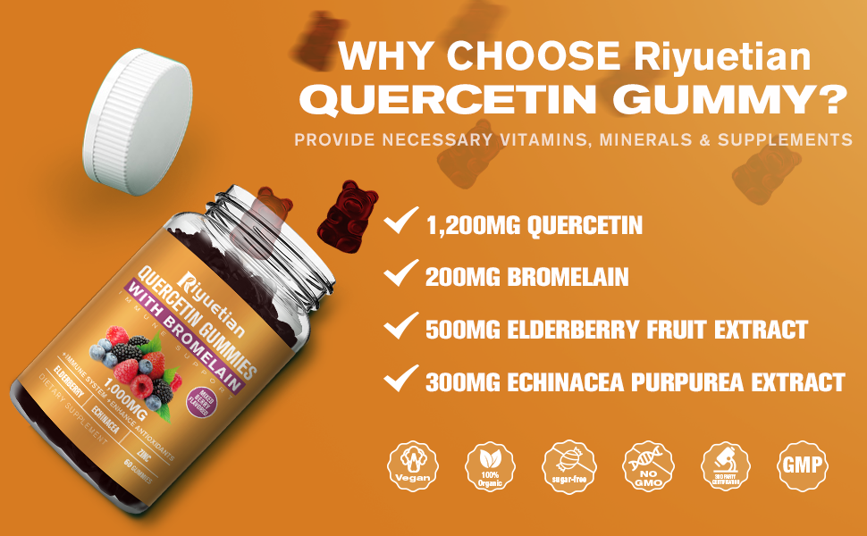 Quercetin Gummies Quercetin with Bromelain, Zinc
