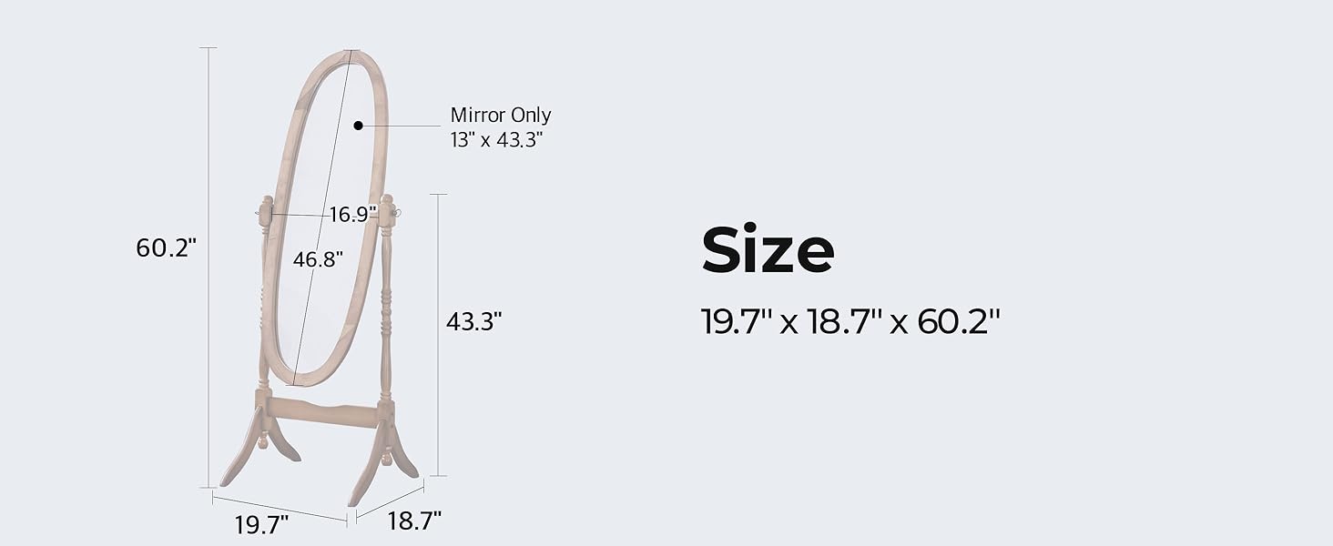 Livinia Ashely Wooden Antique Floor Free Standing Mirror