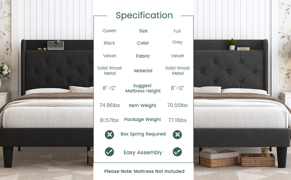 LARMACE Queen Size Bed Frame with Wingback Storage