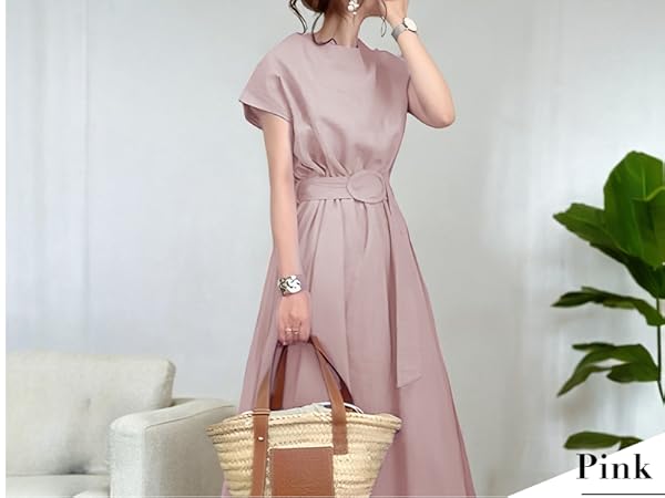 Amazon.co.jp: [マリアマーファ] 6色展開 ロング ワンピ ベルト