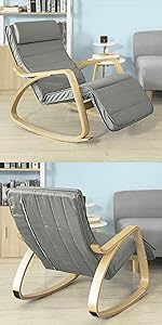 SoBuy Armchair Rocking Nursing Chair Recliner Adjustable Footrest & Removable Cushion Monther's Choice,FST16-R 23 FST16-DG