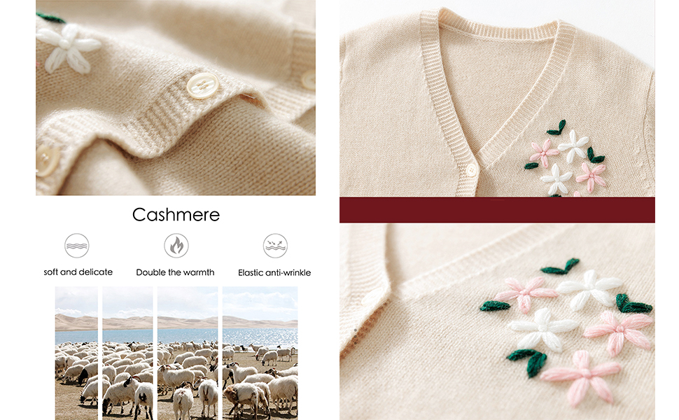 Amazon.com: HangErFeng Women Sweater Cashmere Floral Pattern
