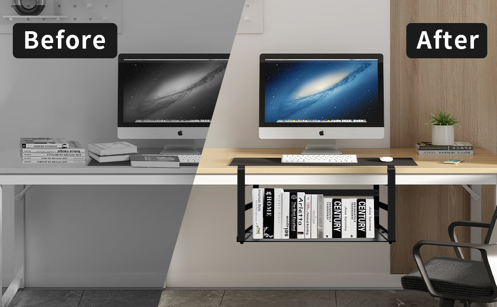 PEKGRIL 2 Pack Under Shelf Basket, Black Undershelf