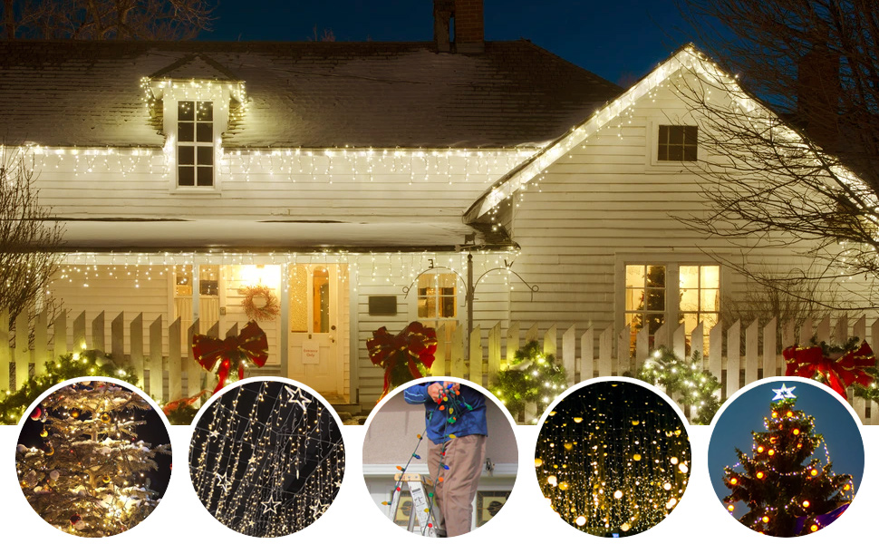 COMBIUBIU 120pcs Mini Plastic Gutter Hooks, Outdoor Light Hooks Clips