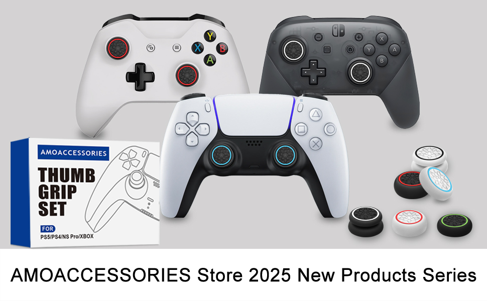 AMOACCESSORIES Thumb Grips Caps Joystick Cover Controller Performance with PS5, Xbox, Switch Pro