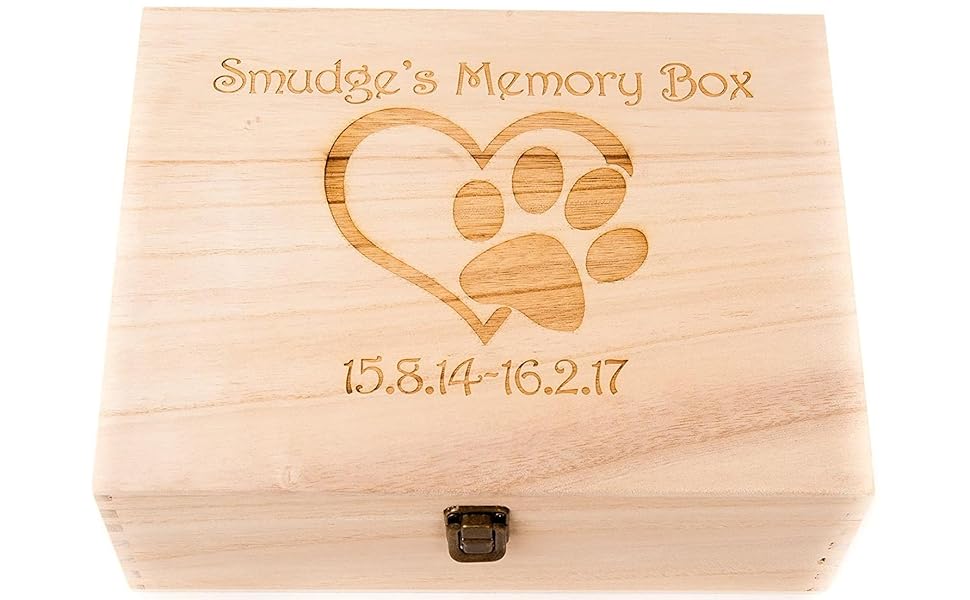 Personalised Engraved Wooden Pet Dog Memory Box Keepsake Box. Dog