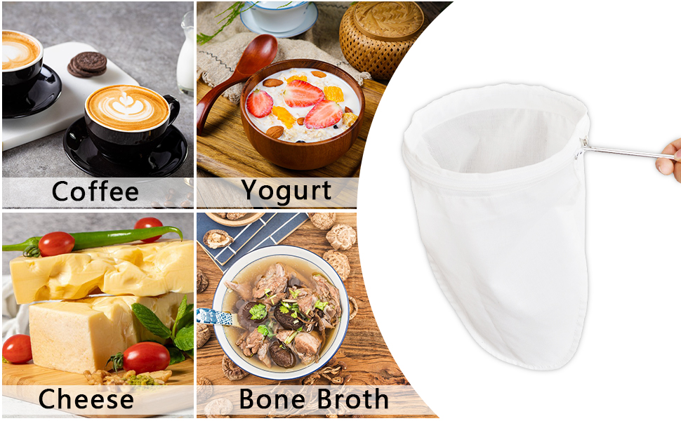 Fine Mesh Strainer, Fine Filter Bag, Washable and Reusable Filtering Bags with