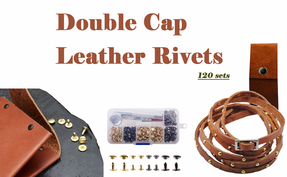 YMAISS 120 Sets Leather Rivets Double Cap Rivets with Fixing Tool Kit