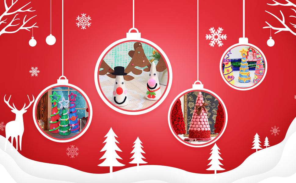 MotBach 10 Pack Foam Tree Cones, Craft Foam Cone, White Styrofoam Cones, Polystyrene