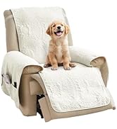 Pamhaven Quilted Recliner Chair Covers, Water-Repellent Slipcovers, Off White Recliner Covers Sta...