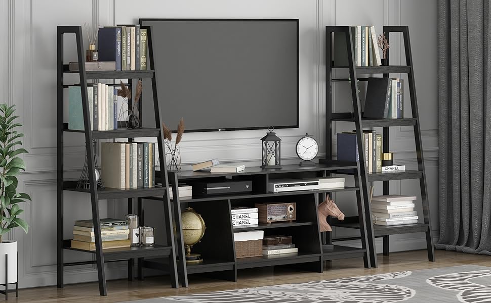 Saedew Industrial TV Stand for 65 Inch TV, Modern Entertainment Center TV Stand with