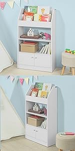 SoBuy Children's Storage Book Shelf Storage Display Rack Holder,KMB01-W 20 KMB11-W