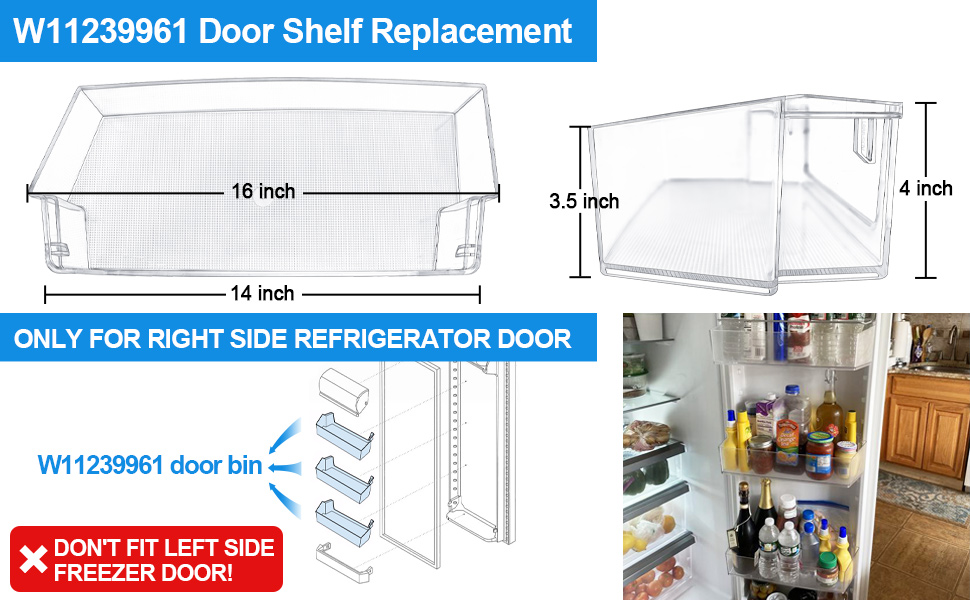 (2 PACK) UPGRADED W11239961 Refrigerator Door Shelf