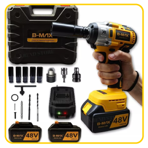 Parafusadeira Furadeira e Chave De Impacto Sem Fio 48v 2 Baterias Bivolt 