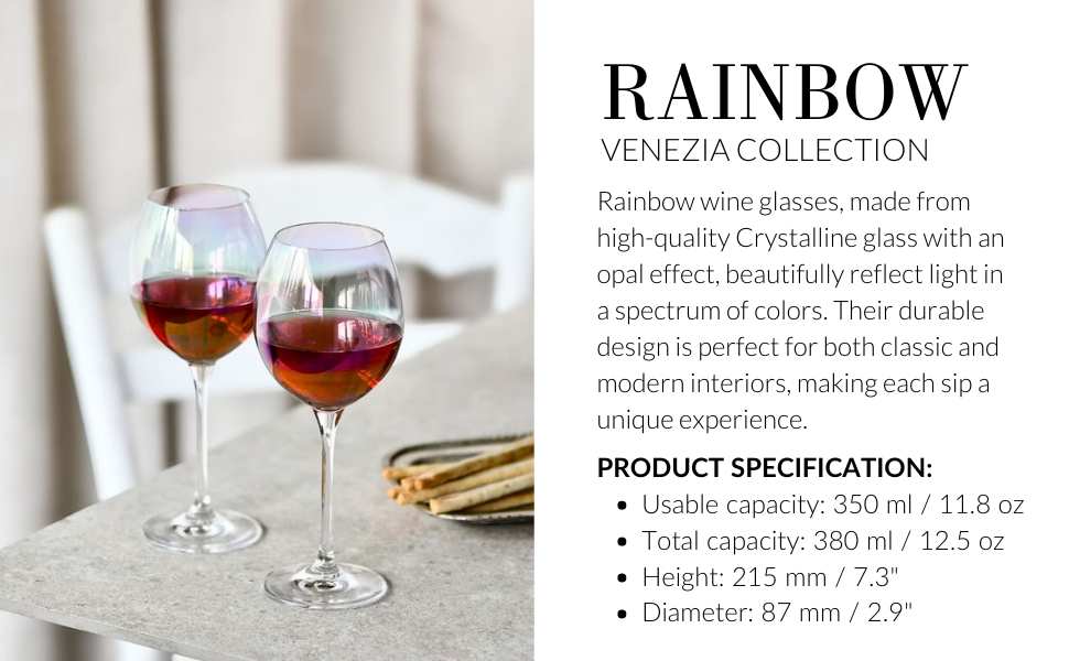 Krosno Chrome Effect Red Wine Glasses, Set of 6 glasses