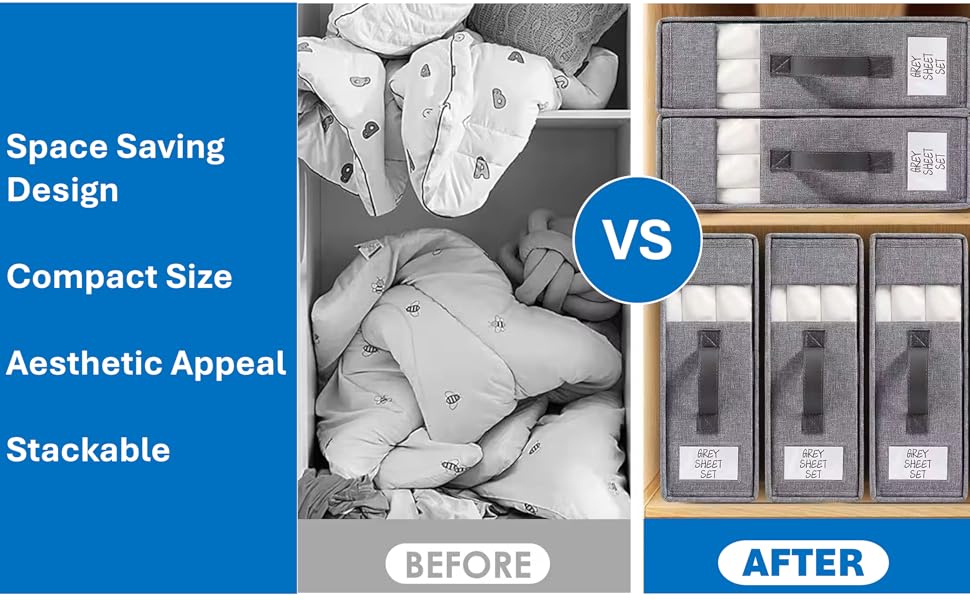 before and after using bedsheet organizer