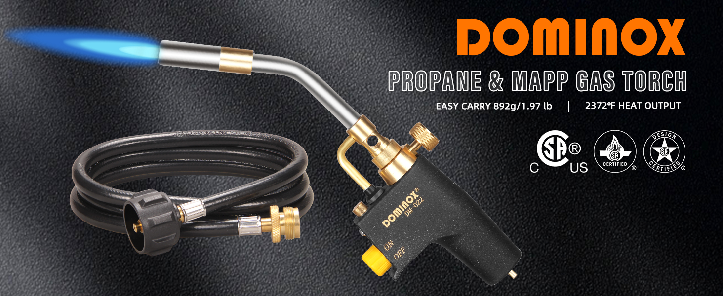 DOMINOX Propane Torch Head with 5FT Hose, High Intensity