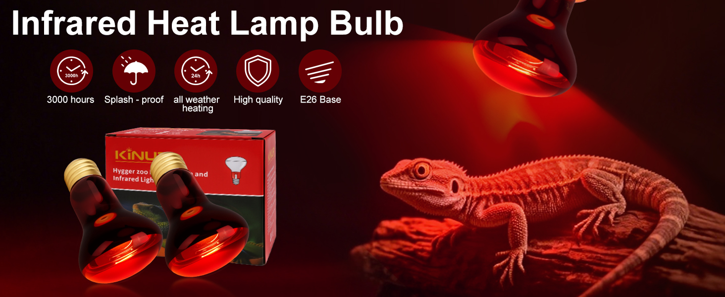 KINUR 75W Reptile Heat Lamp Bulb
