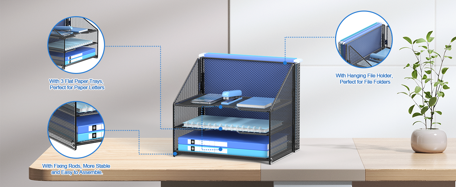 OUTWOLF Desk File Organizer, Mesh Letter File Folder Holder