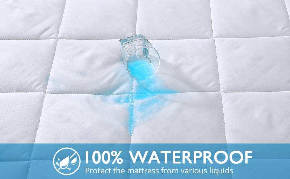 HUXMEYSON Mattress Pad Queen, 100 Waterproof Quilted