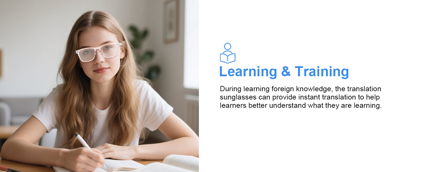 Smart AI translation glasses for women & men, photochromic glasses perfect for learning & training