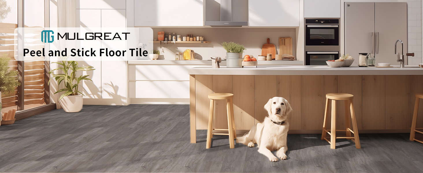 MULGREAT Peel and Stick Floor Tile, 2MM Thick Vinyl Plank Flooring, 54