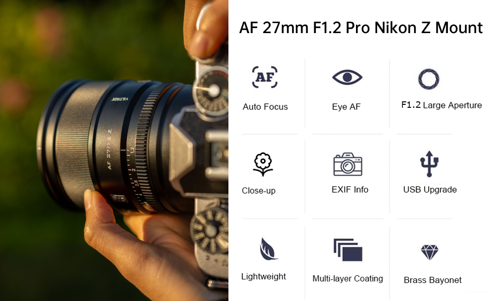 Amazon.com : Viltrox 27mm F1.2 Pro Autofocus Lens, Compatible with